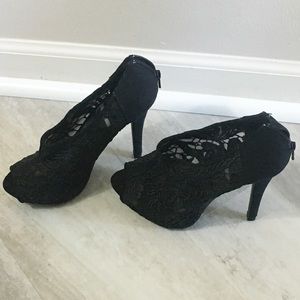 Mesh Open-Toe Heels